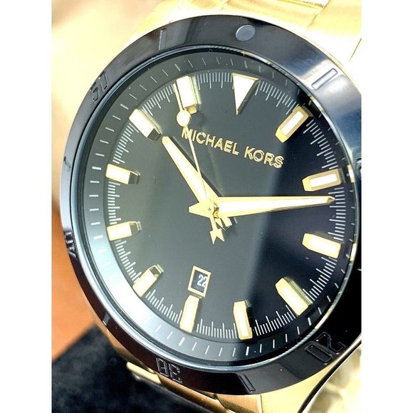 Michael Kors Men's Watch MK8816 Layton Quartz Black Dial Gold Stainless … - Picture 1 of 13